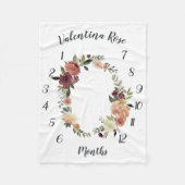 Rustic Bloom Maandelijkse Baby Mijlsteen Fleece Deken (Voorkant)