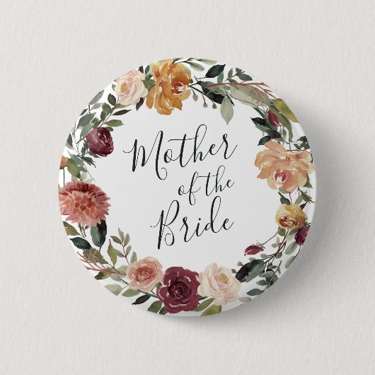 Rustic Bloom Moeder van de Bride Ronde Button 5,7 Cm (Voorkant)