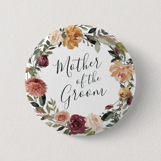 Rustic Bloom Moeder van de Groom Ronde Button 5,7 Cm (Voorkant)