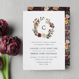 Rustic Bloom Monogram Weddenschap Kaart
