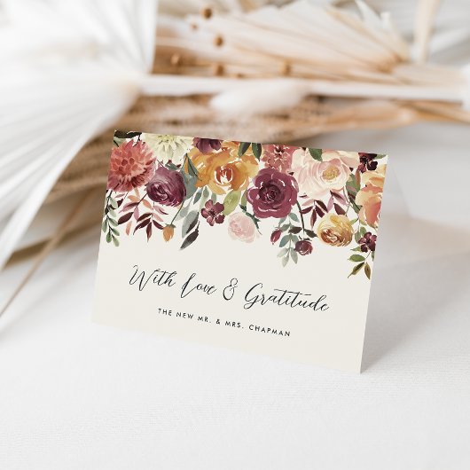 Rustic Bloom Personalized Wedding Bedankkaart