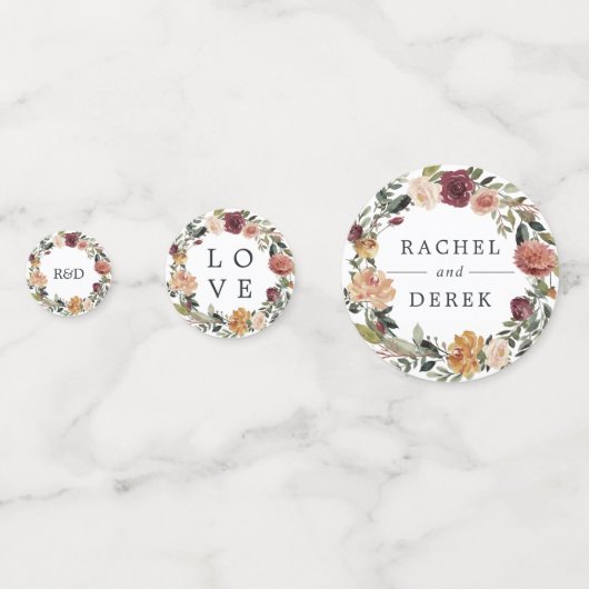 Rustic Bloom Personalized Wedding Confetti (Voorkanten)