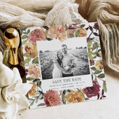 Rustic Bloom Photo Save the Date Kaart