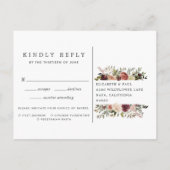Rustic Bloom RSVP Briefkaart met keuze uit maaltij (Achterkant)