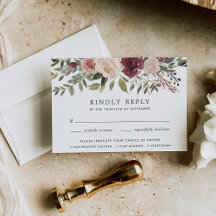 Rustic Bloom RSVP-kaart met keuze uit maaltijden