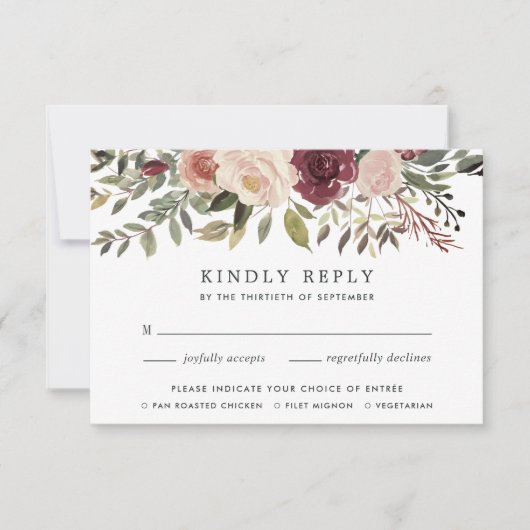 Rustic Bloom RSVP-kaart met keuze uit maaltijden RSVP Kaartje (Voorkant)
