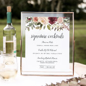 Rustic Bloom Signature Cocktail Menu Sign Poster