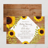 Rustic Bloom Sunflower Baby shower-uitnodiging (Voorkant / Achterkant)