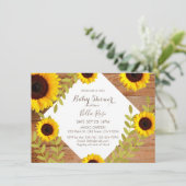 Rustic Bloom Sunflower Baby shower-uitnodiging (Staand voorkant)