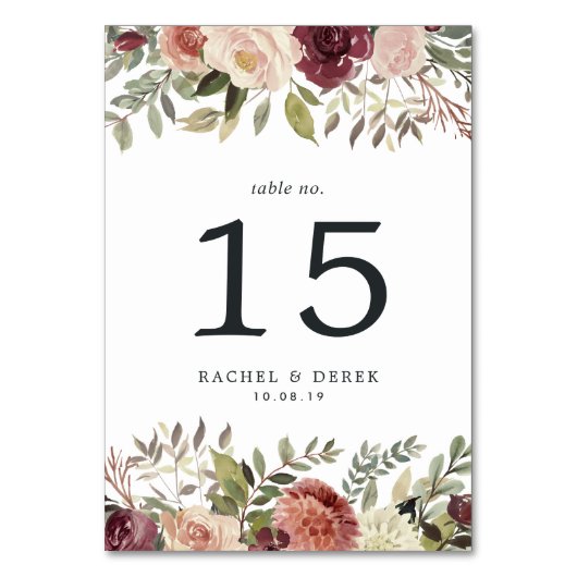 Rustic Bloom Table Number Kaart (Voorkant)