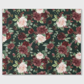 Rustic Bloom | Terracotta en Marsala Monogram Cadeaupapier (Vlak)