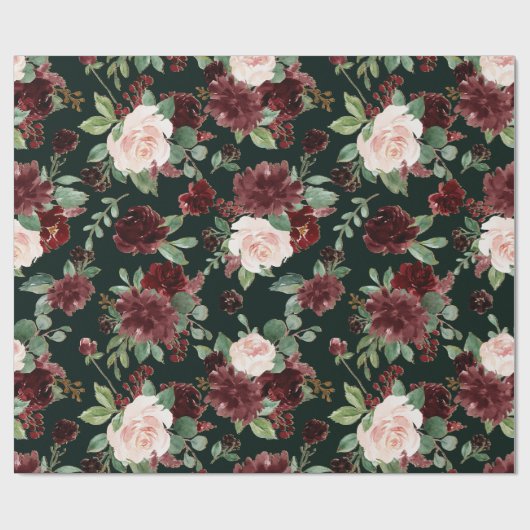 Rustic Bloom | Terracotta en Marsala Monogram Cadeaupapier (Vlak)