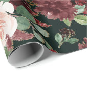 Rustic Bloom | Terracotta en Marsala Monogram Cadeaupapier (Rol Hoek)