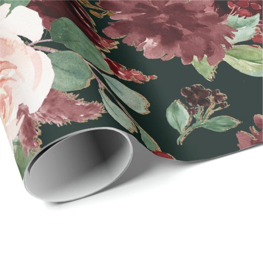 Rustic Bloom | Terracotta en Marsala Monogram Cadeaupapier (Rol Hoek)