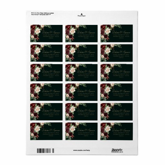 Rustic Bloom | Terracotta en Marsala Red Adres Etiket (Full Sheet)