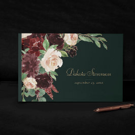 Rustic Bloom | Terracotta en Marsala Red Floral Gastenboek