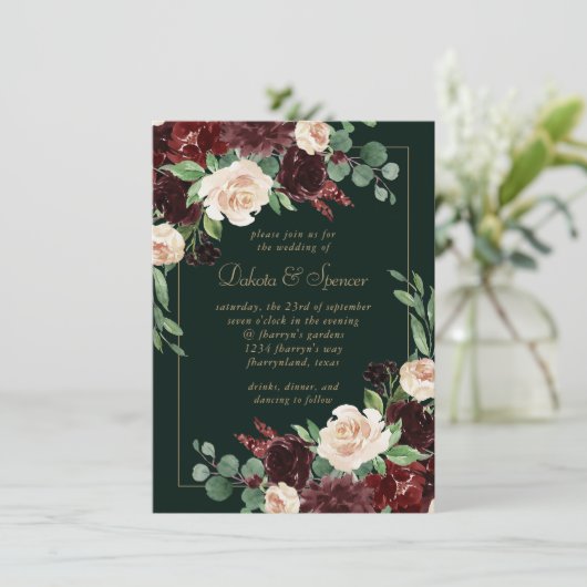 Rustic Bloom | Terracotta en Marsala Red Floral Kaart (Staand voorkant)