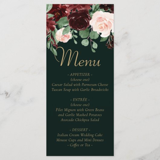 Rustic Bloom | Terracotta en Marsala Red Floral Menu (Voorkant)