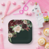 Rustic Bloom | Terracotta en Marsala Red Floral Papieren Bordje (Feest)