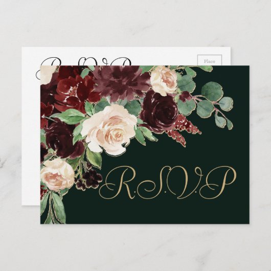 Rustic Bloom | Terracotta en Marsala Red RSVP Briefkaart (Voorkant / Achterkant)