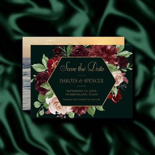 Rustic Bloom | Terracotta en Marsala Red Wreath Save The Date