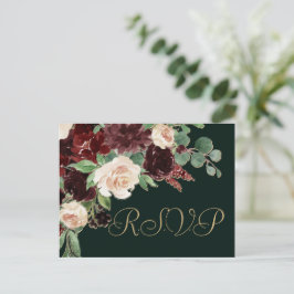 Rustic Bloom | Terracotta en Marsala RSVP Entree Briefkaart