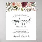 Rustic Bloom Unplugged Ceremony Wedding Sign Poster (Voorkant)