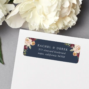 Rustic Bloom Waterverf Floral Return Address Etiket