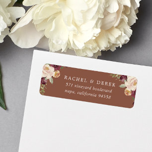 Rustic Bloom Waterverf Floral Return Address Etiket