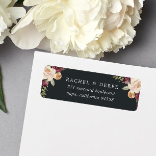 Rustic Bloom Waterverf Floral Return Address Etiket