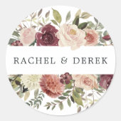 Rustic Bloom | Waterverf Floral Ronde Sticker (Voorkant)