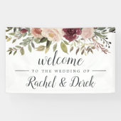Rustic Bloom | Waterverf Floral Weddenschap Welkom Spandoek (Horizontaal)