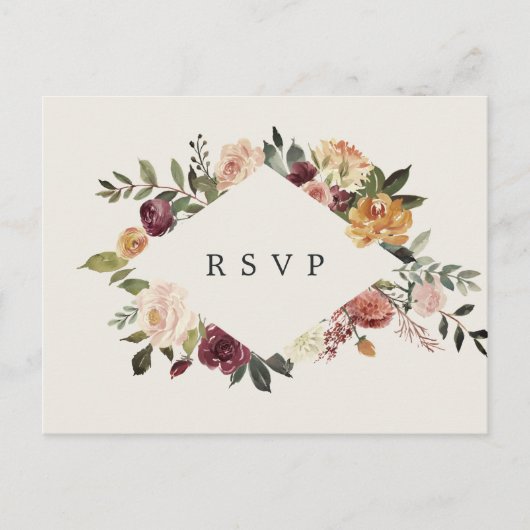 Rustic Bloom Waterverf Floral Wedding RSVP Briefkaart (Voorkant)