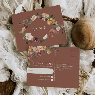 Rustic Bloom Waterverf Floral Wedding RSVP Briefkaart