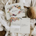 Rustic Bloom Waterverf Floral Wedding RSVP Briefkaart<br><div class="desc">Dit elegante botanische RSVP-briefkaart is ontworpen om te coördineren met ons Rustic Bloom waterverf florale bruiloft collectie. Het bevat een spray waterverf geverfde mum en roos bloemen in rijke herfstranen marsala,  bruine plum,  wazige roze en crème. Een trouwe en elegante trouwreactiekaart voor herfst- of winterbruiloften.</div>