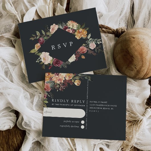 Rustic Bloom Waterverf Floral Wedding RSVP Briefkaart