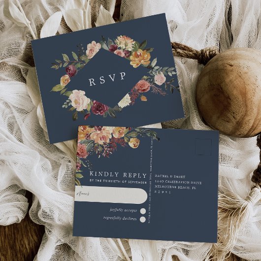 Rustic Bloom Waterverf Floral Wedding RSVP Briefkaart