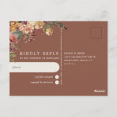 Rustic Bloom Waterverf Floral Wedding RSVP Briefkaart (Achterkant)
