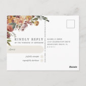 Rustic Bloom Waterverf Floral Wedding RSVP Briefkaart (Achterkant)