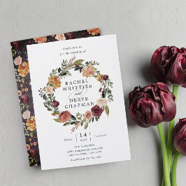 Rustic Bloom | Waterverf Floral Wreath Wedding Kaart