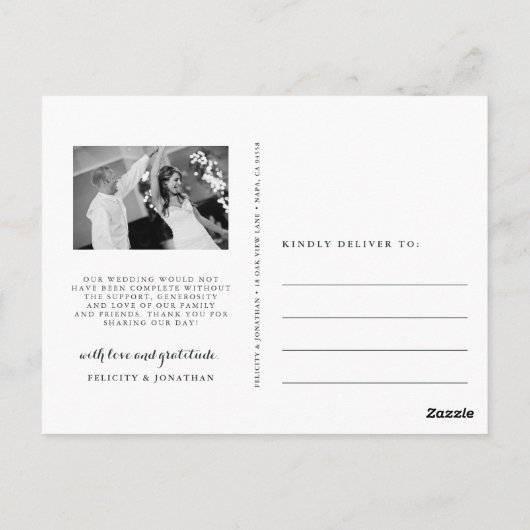 Rustic Bloom | Weddenfoto Hartelijk dank Briefkaart (Achterkant)