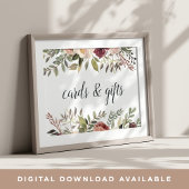 Rustic Bloom Wedding Cards & Gifts Sign Poster