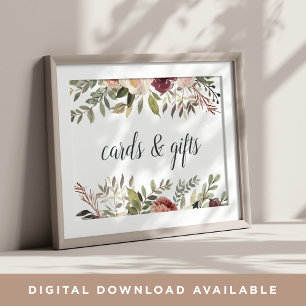 Rustic Bloom Wedding Cards & Gifts Sign Poster