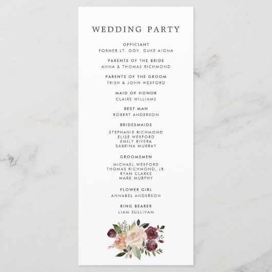 Rustic Bloom Wedding Ceremony Program Programmakaart (Achterkant)