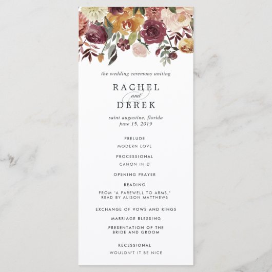 Rustic Bloom Wedding Ceremony Program Programmakaart (Voorkant)
