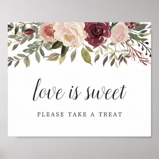 Rustic Bloom Wedding Dessert Bar Sign Poster (Voorkant)