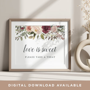 Rustic Bloom Wedding Dessert Bar Sign Poster