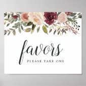 Rustic Bloom Wedding Favor Sign Poster (Voorkant)