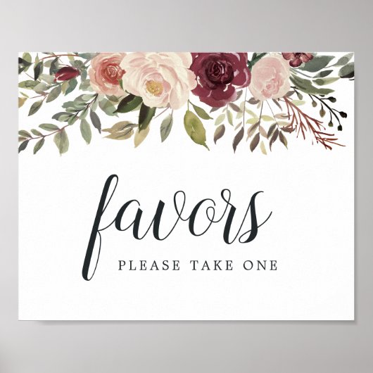 Rustic Bloom Wedding Favor Sign Poster (Voorkant)