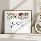 Rustic Bloom Wedding Favor Sign Poster